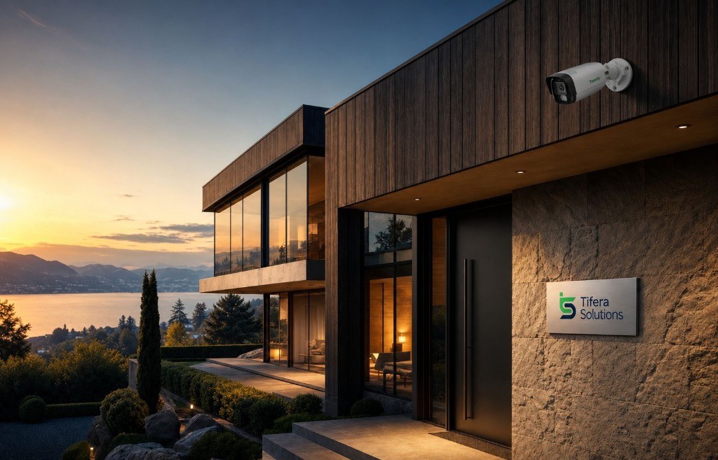 Villa moderne suisse équipée d'une caméra de surveillance professionnelle Tifera Solutions